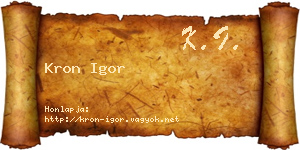 Kron Igor névjegykártya